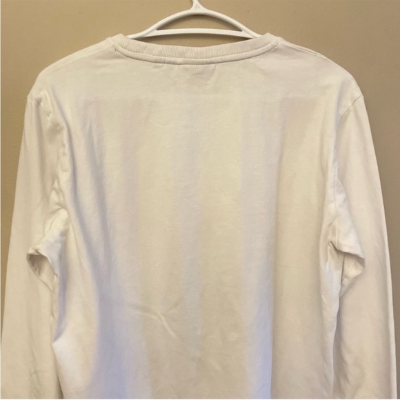 SuperDry White & Orange Graphic Long Sleeve Crewneck Cotton Tee - Size Medium - Picture 14 of 16